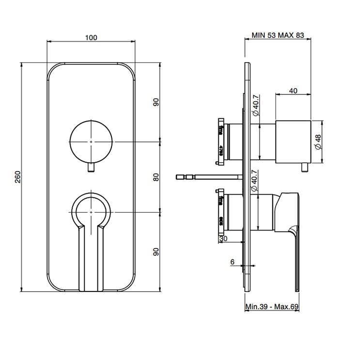 Fima Carlo Frattini смеситель для душа, встраиваемый, с переключателем на 2/3 источника, без внутр. части, mast, хром арт. f3139x6cr