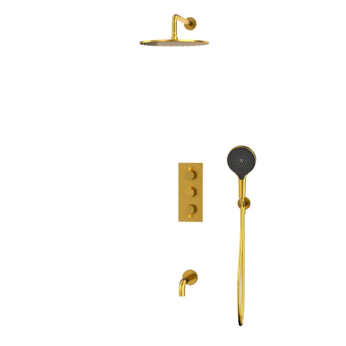 Термостатическая душевая система скрытого монтажа, Whitecross Y brushed gold, брашированное золото арт. YSET11TOPGLB