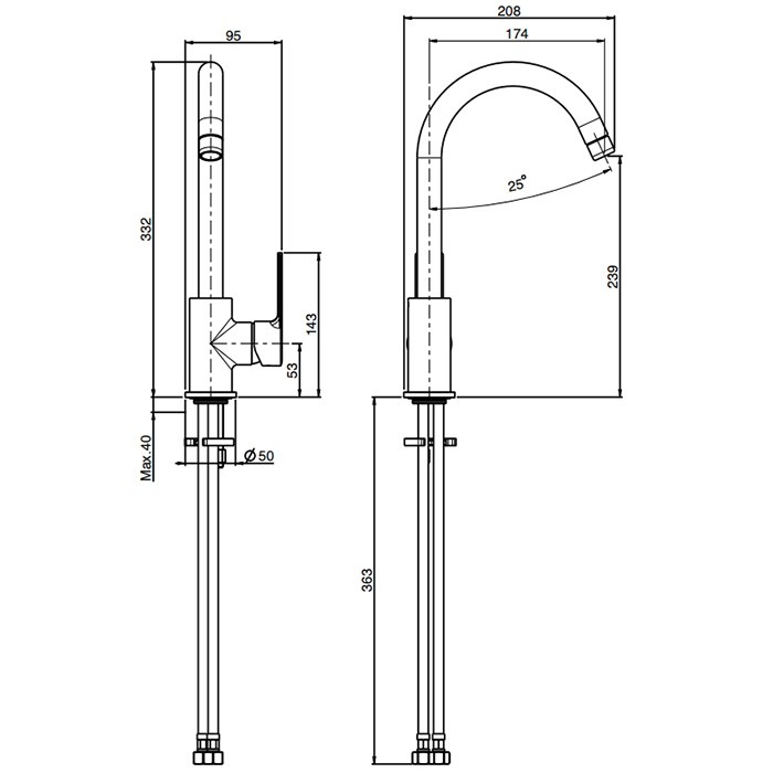 Fima Carlo Frattini смеситель для кухни, на 1 отв., kitchen, черный арт. f3137/3ns