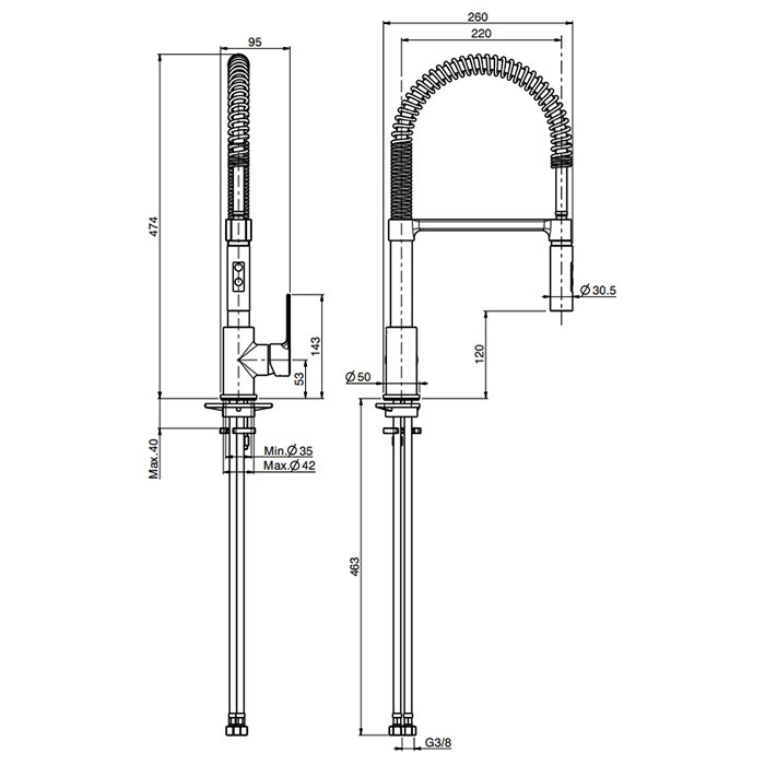 Fima Carlo Frattini смеситель для кухни, на 1 отв., h48см., kitchen, золото арт. f3147/1or