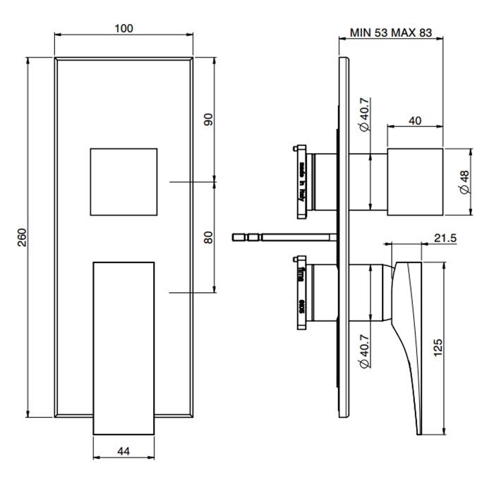 Fima Carlo Frattini смеситель для душа, встраиваемый, с переключателем на 2/3 выхода, zeta, золото арт. f3969x6or