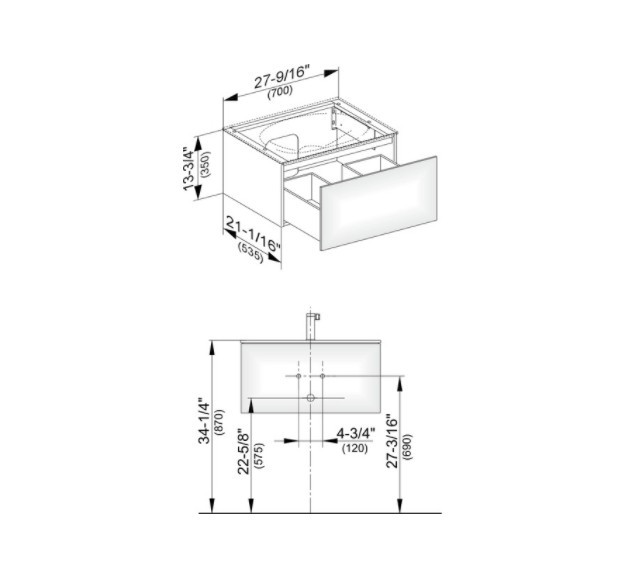 Keuco тумба подвесная под раковину с одним выдвижным фронтом, edition 11, табачный дуб арт. 31341 850000