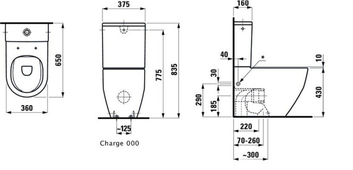 LAUFEN унитаз напольный антигрязевое покрытие, PRO - 8.2595.1.000.000.1