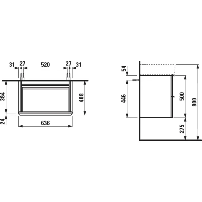 LAUFEN шкафчик под раковину 63,5х38,5, SPACE - 4.1016.2.160.101.1