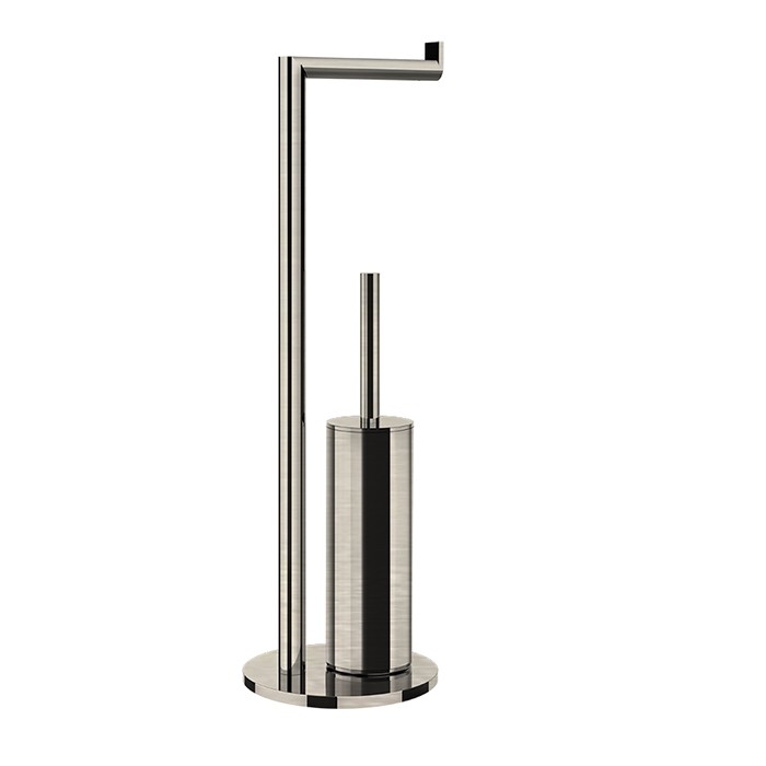 Gessi Стойка с держателем для туалетной бумаги и ершиком, Emporio accessories, 38942#149 цвет: finox brushed nickel