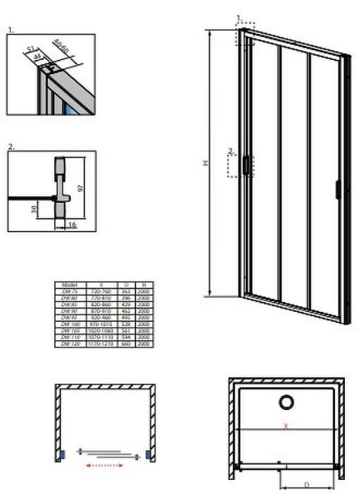 Radaway душевая дверь dw 100 профиль хром стекло прозрачное, Evo - 335100-01-01