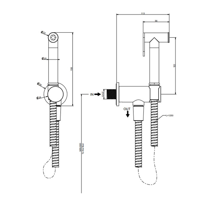 Gessi Гигиенический душ, настенный, Tradizione, 14331#080 цвет: gold ccp