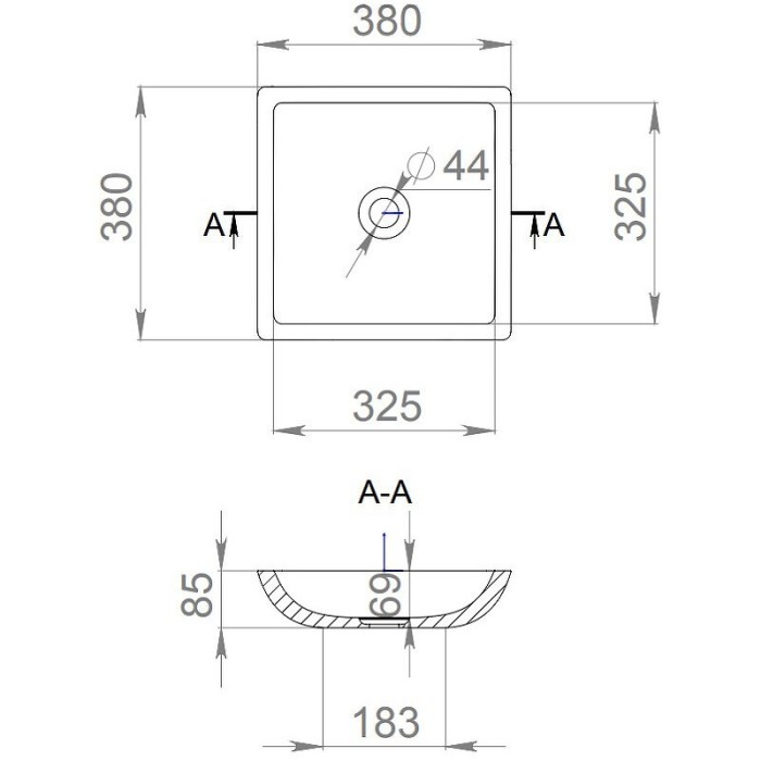Salini раковина накладная 38x38, callista, 1101108g цвет: глянцевый белый