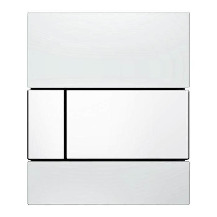 TECE панель смыва, стекло белое, клавиша белая, square urinal - 9242800