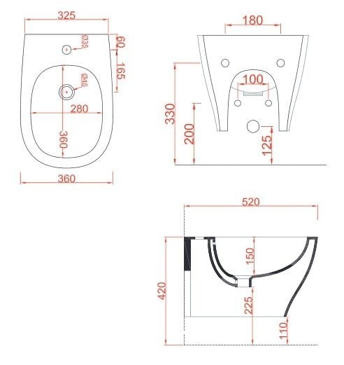 ArtCeram биде (подвесное), teb002 01 00 ten цвет: белый глянцевый