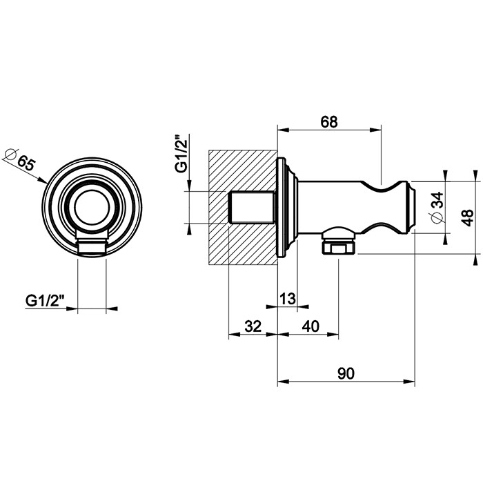 Gessi Подвод воды с держателем ручного душа, Venti20, 65161#246 цвет: gold pvd