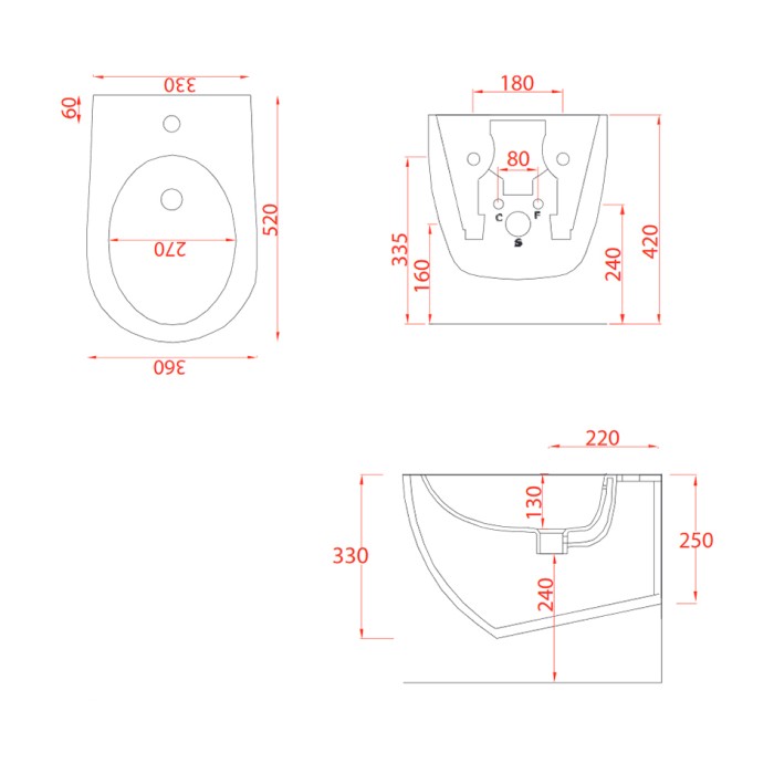 Биде подвесное 36х52 см, 1 отверстие, sand, Art Ceram File 2.0 арт. FLB001 59 00
