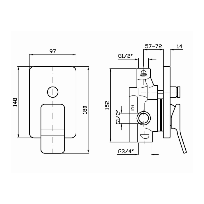 Zucchetti встроенный однорычажный смеситель для душа и ванн, soft, хром арт. zp7613 r99614