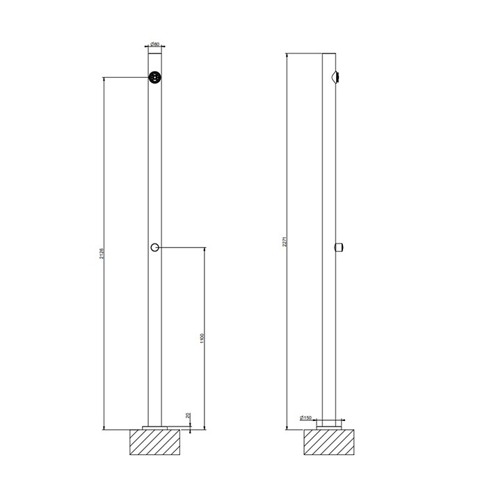 Gessi Внешние части для уличной душевой стойки на 1 выход, Origini, 63209#239 цвет: steel brushed