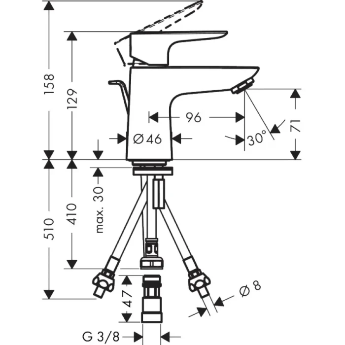 Hansgrohe смеситель для раковины с донным клапаном, Talis E, хром арт. 71707000
