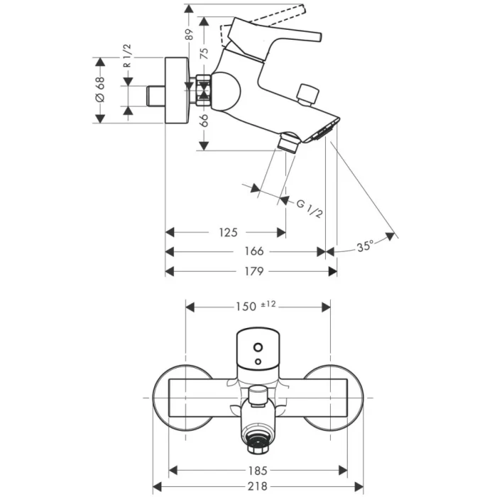 Hansgrohe смеситель для ванны, Talis S, хром арт. SET/72400000/26275000