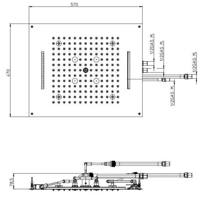 Bossini верхний душ 4 режима с led подсветкой, dream, хром арт. h38918.030
