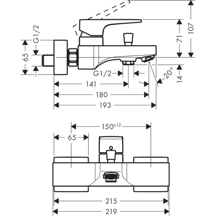 Hansgrohe смеситель для ванны, Metropol, золотой арт. 32540990