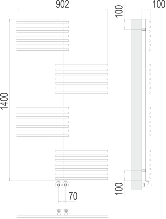Terminus водяной полотенцесушитель европа п28 70х1400, люкс арт. 4670078530639