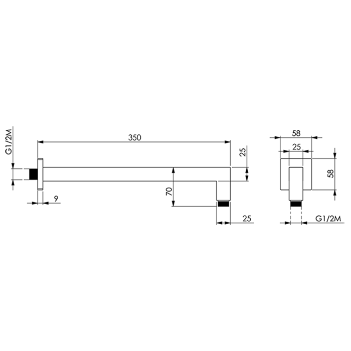 Cisal держатель верхнего душа настенный l350 мм ds01333021 shower, цвет: хром