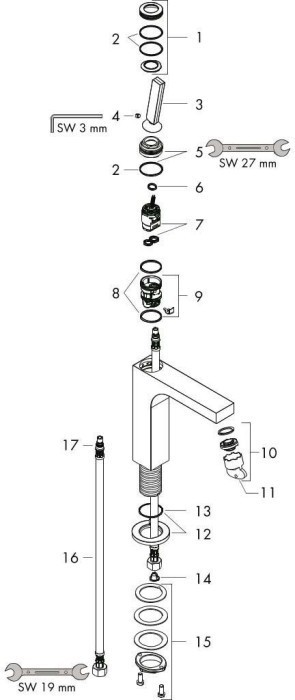 AXOR смеситель для раковины, однорычажный, 160 с тонкой рукояткой, с не запираемым сливным набором, Citterio, шлифованное красное золото арт. 39032310