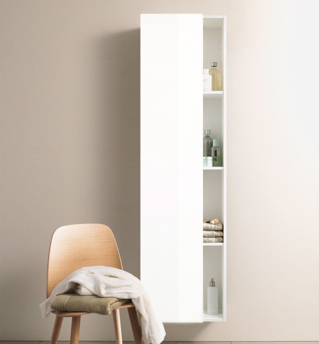 Duravit шкаф-пенал подвесной с полками, durastyle, ds1248l2222 цвет: белый глянцевый