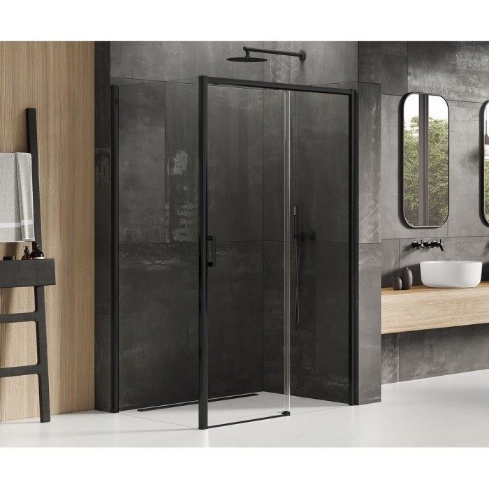 Душевое ограждение r 100x90x200, New trendy Prime black, черный арт. D-0317A/D-0129B