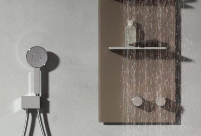 Keuco панель для душа с термостатом на 1 потребителя рукоятки справа, metime_spa, трюфель глянцевый арт. 56164 011402