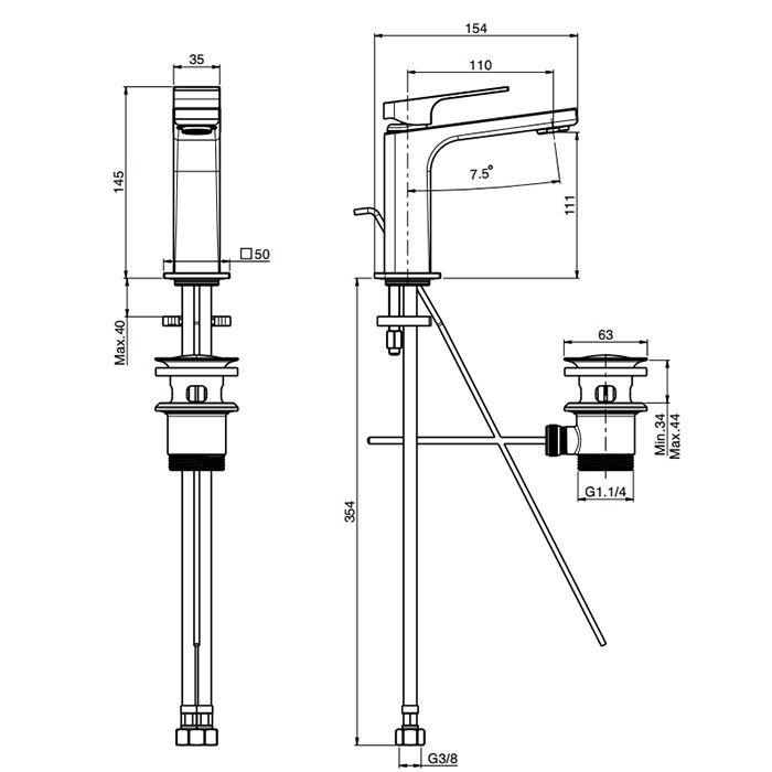 Fima Carlo Frattini смеситель для раковины, на 1 отв., с донным клапаном, fit, хром арт. f3381cr.2