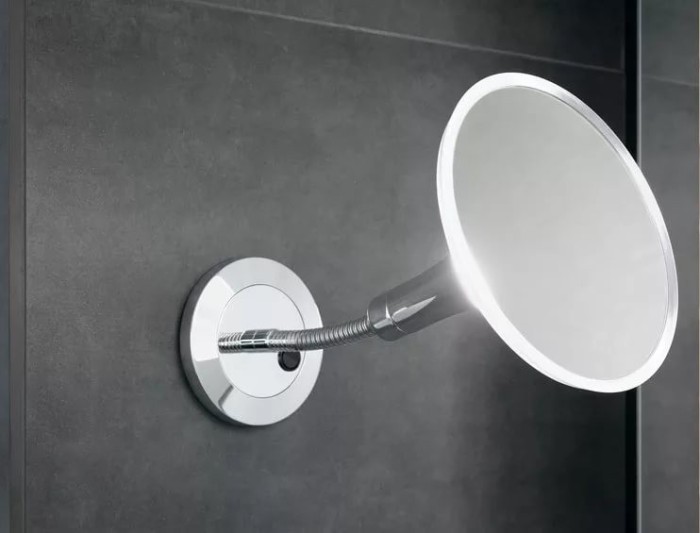 Keuco косметическое зеркало с подстветкой со штекером, elegance new, хром арт. 17676 019001