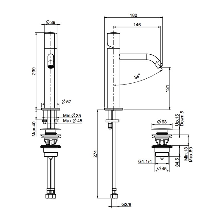 Fima Carlo Frattini смеситель для раковины, на 1 отв., с донным клапаном, so, черный арт. f3181ns