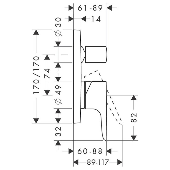 AXOR смеситель для ванны, Citterio M, хром арт. 34427000