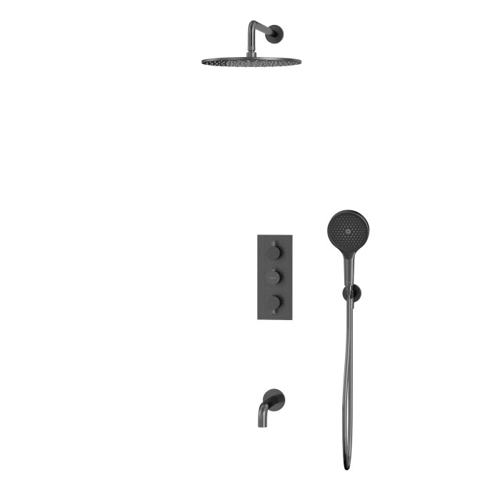Термостатическая душевая система скрытого монтажа, Whitecross Y gunmetal, оружейная сталь арт. YSET11TOPGM