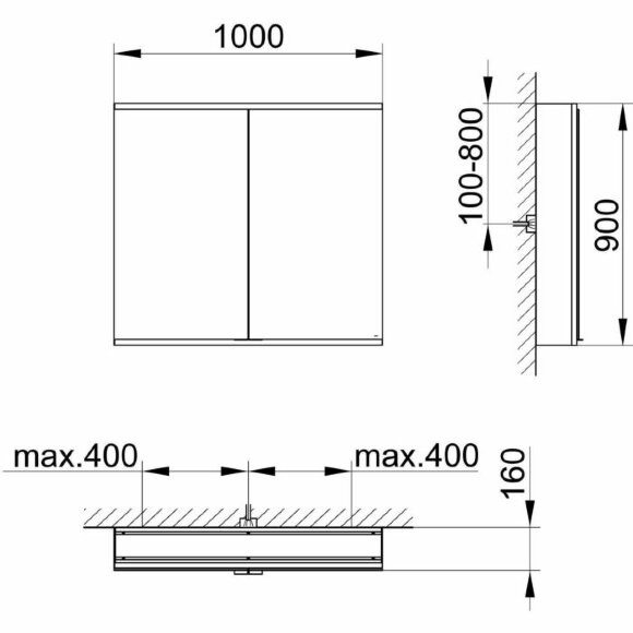 Keuco шкаф с подсветкой настенный, с двумя дверцами, анодированный, Royal modular 2.0, алюминий серебристый анодированный арт. 800211101100200