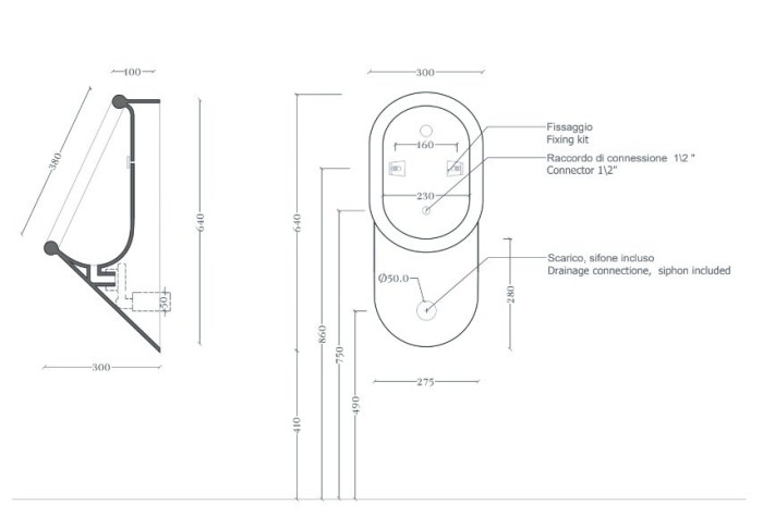 Писсуар 37x30хh64 см, ArtCeram Babila, белый/покрытие Saniglaze арт. BRO001 01 00
