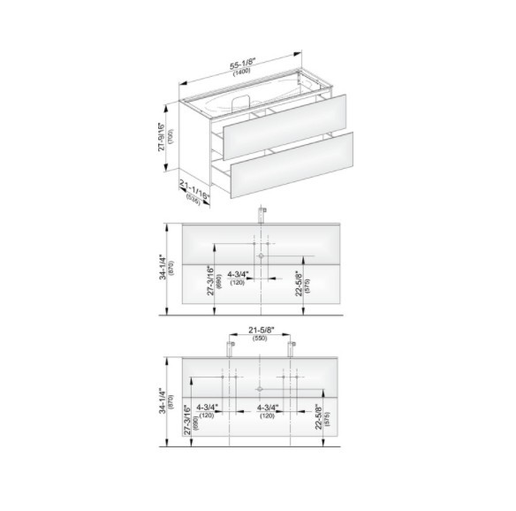 Keuco тумба подвесная под раковину с двумя выдвижными фронтами, с внутренней светодиодной подсветкой, edition 11, черный арт. 31362 570100