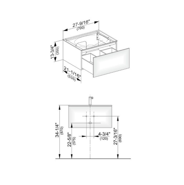 Keuco тумба подвесная под раковину с одним выдвижным фронтом, edition 11, черный арт. 31341 570000