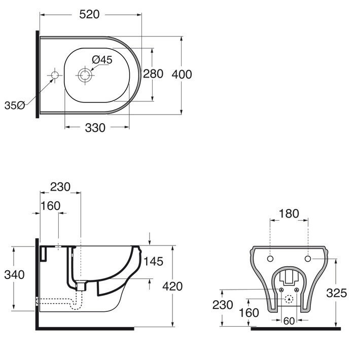 Azzurra Биде 40x52 CHARME, CHBKS000000M/(CHA500/SOSK bi)*1 цвет: белый