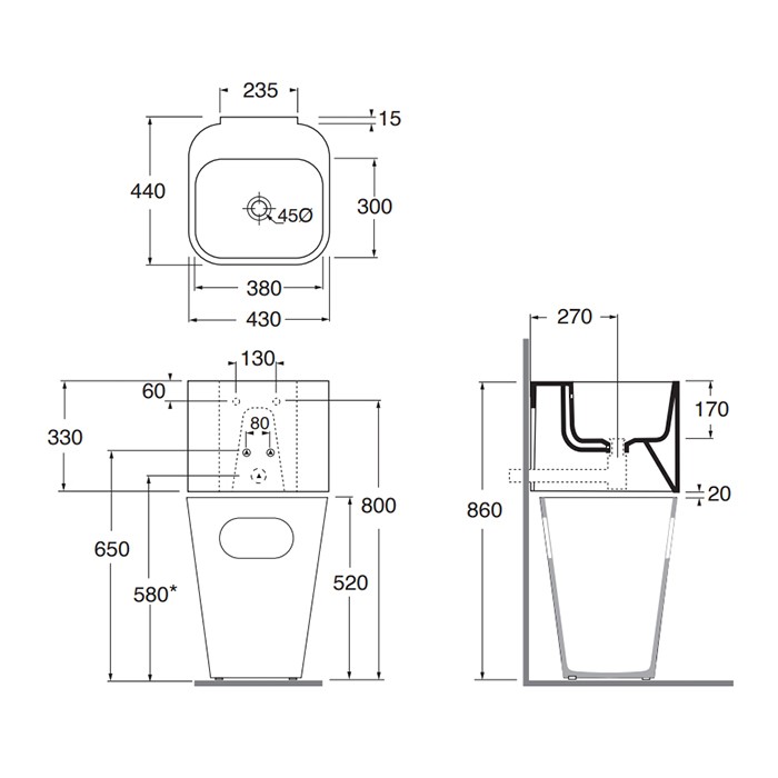 Azzurra раковина 43х44х32см., подвесная, 1 отв., с переливом, Azzurra, TALP04443T00NA цвет: nature green