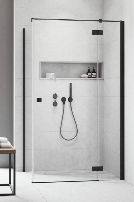 Radaway душевая дверь kdj 120 r профиль черный стекло прозрачное, Essenza New - 385042-54-01R