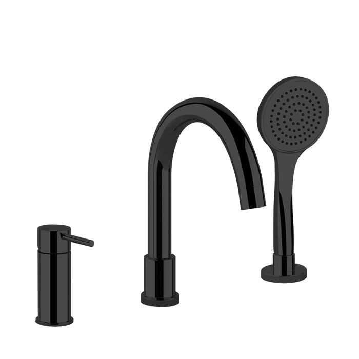 Gessi Смеситель для ванны, на 3 отв., с переключателем, изливом и шлангом 1,50м, Emporio Via tortona, 18637#299 цвет: black xl
