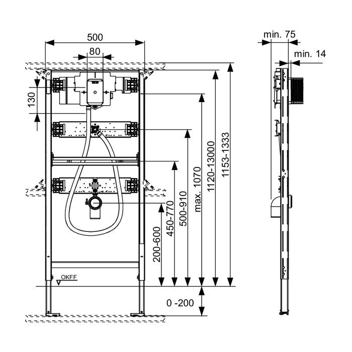 TECE модуль для писсуара с клапаном u 2, монтажная высота 1120 мм, profil - 9320013