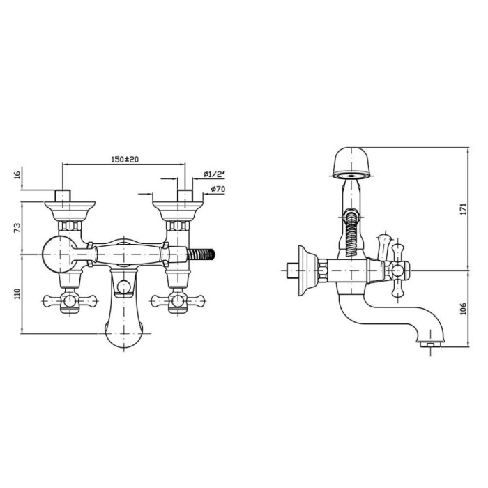 Zucchetti смеситель для ванны-душа на 2 отверстия, delfi, хром арт. z46230.8008