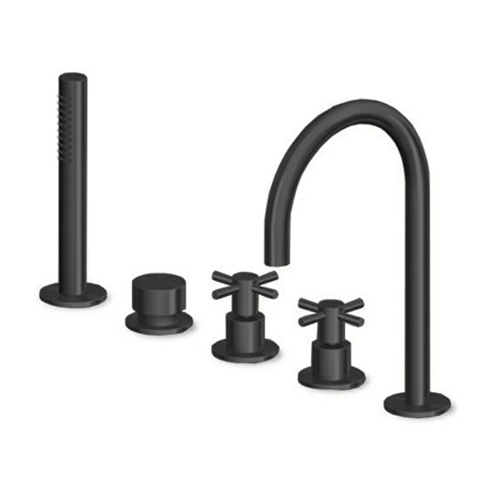 Zucchetti смеситель на борт ванны, на 5 отв., с ручным душем, helm, brushed total black pvd арт. zhm511.xp81