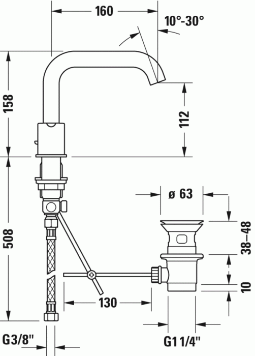 Duravit однорычажный смеситель для раковины c11060006010, c.1, c11060006010 цвет: хром