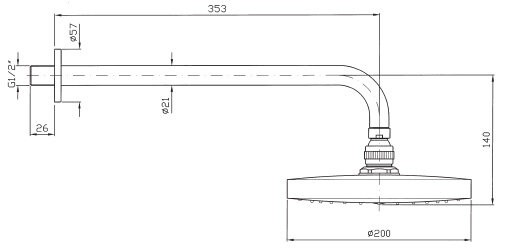 Zucchetti держатель верхнего душа, l.35см, настенный, delfi, хром арт. z93027