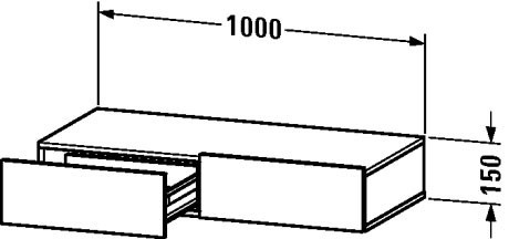 Duravit полка с двумя выдвижными ящиками, durastyle, ds8270 43 цвет: базальт матовый