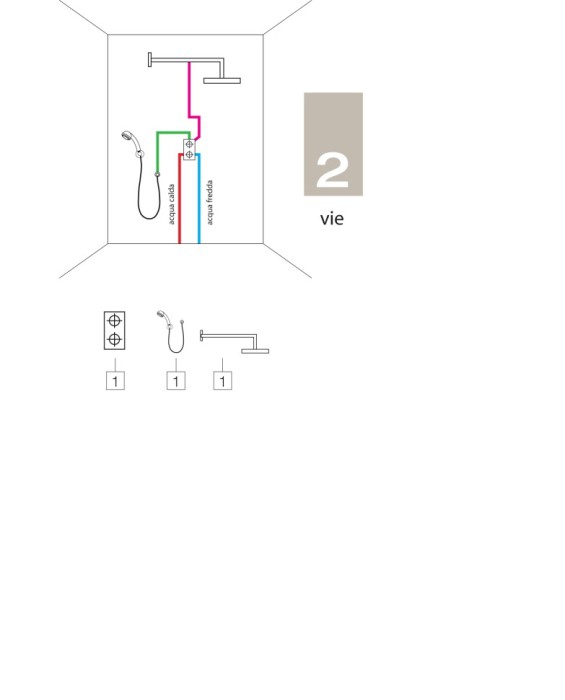 Bossini внешняя часть однорычажного встраиваемого смесителя на 2 выхода, gillo, никель арт. z00737.094