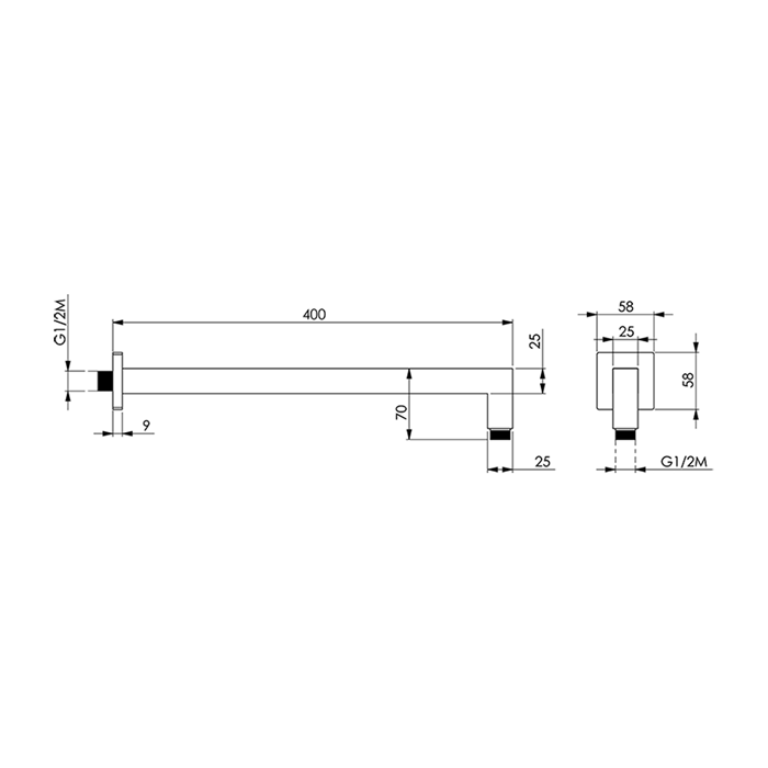 Cisal держатель верхнего душа настенный l400 мм ds01332021 shower, цвет: хром