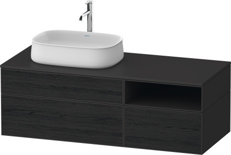 Duravit тумба подвесная с вырезом под раковину слева 550 мм х 1300 мм х 442 мм, zencha, ze4828016800000 цвет: чёрный дуб/графит суперматовый